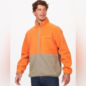 Marmot Men's Aros Fleece Performance Jacket in Orange and Gray